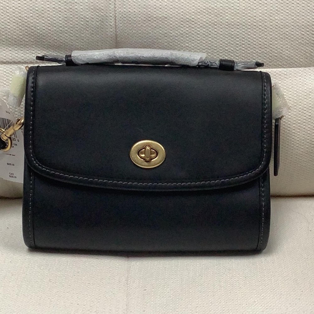 Black leather Coach crossbody